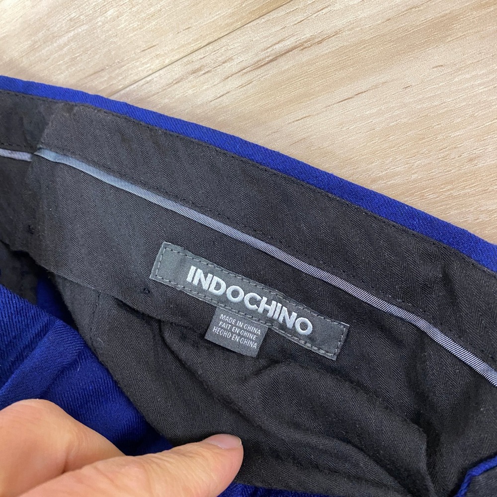 Indochino Wool Dress Pants Mens 36x30 Tailored Straight Leg Royal Blue Flannel - Picture 2 of 10